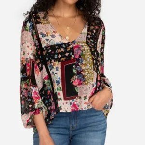 NWT Johnny Was Roswell Patchwork Print Blouse XL